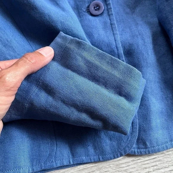 Talbots Periwinkle Blue 100% Linen Blazer Size 10 Petite - Picture 11 of 12